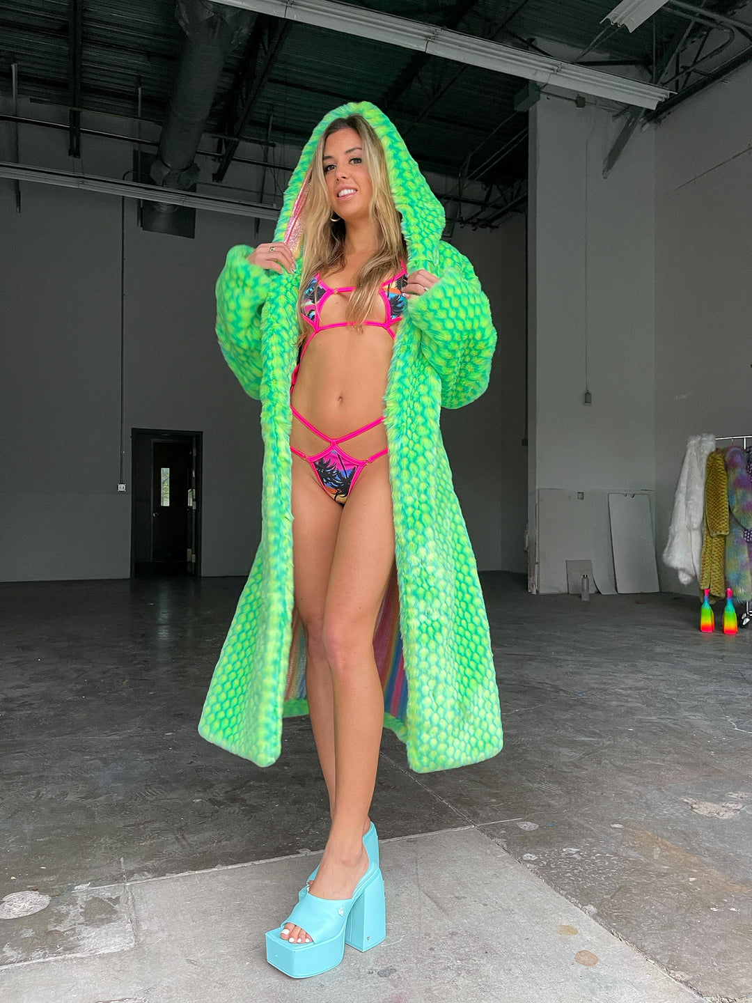 Happy Pill Fur Coat - Mint Dragon
