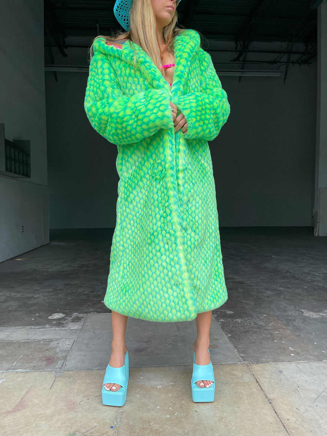 Happy Pill Fur Coat - Mint Dragon