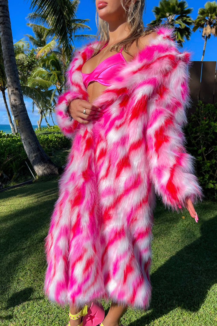 Plumeria Faux Fur Coat