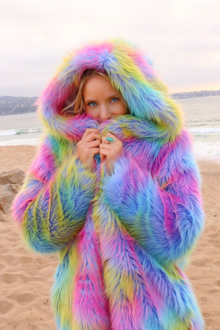 Pastel Prism Fur Coat