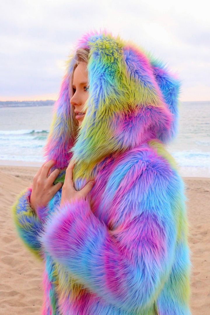 Pastel Prism Fur Coat