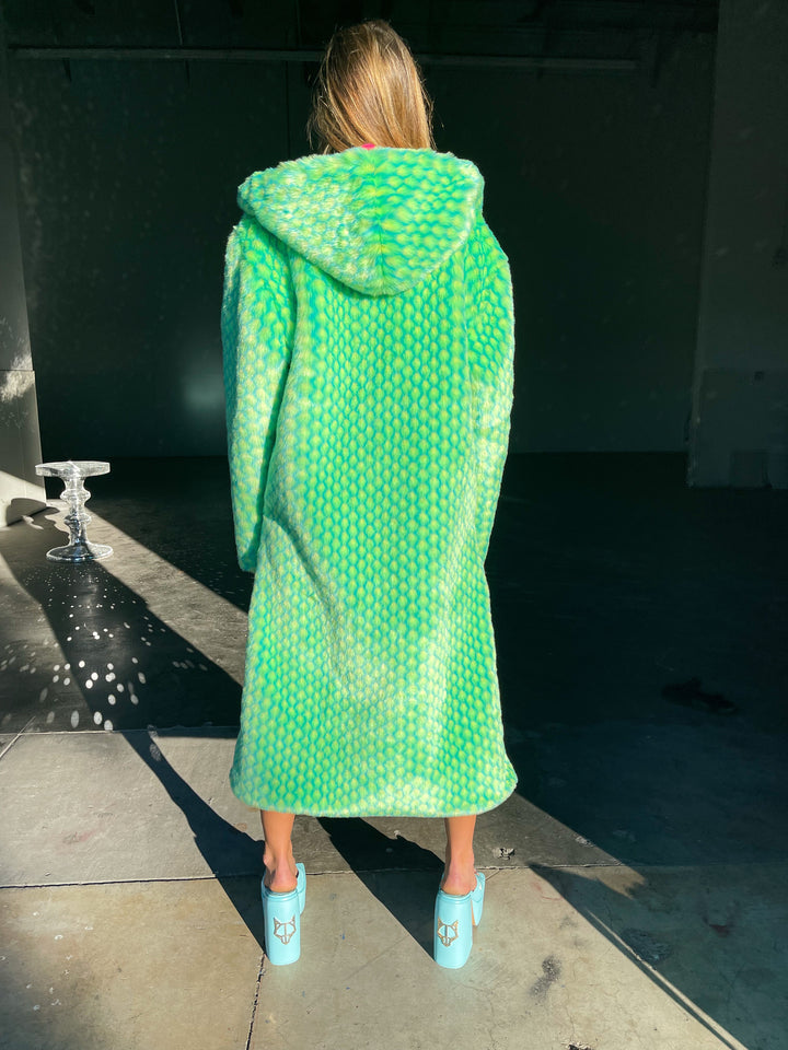 Happy Pill Fur Coat - Mint Dragon
