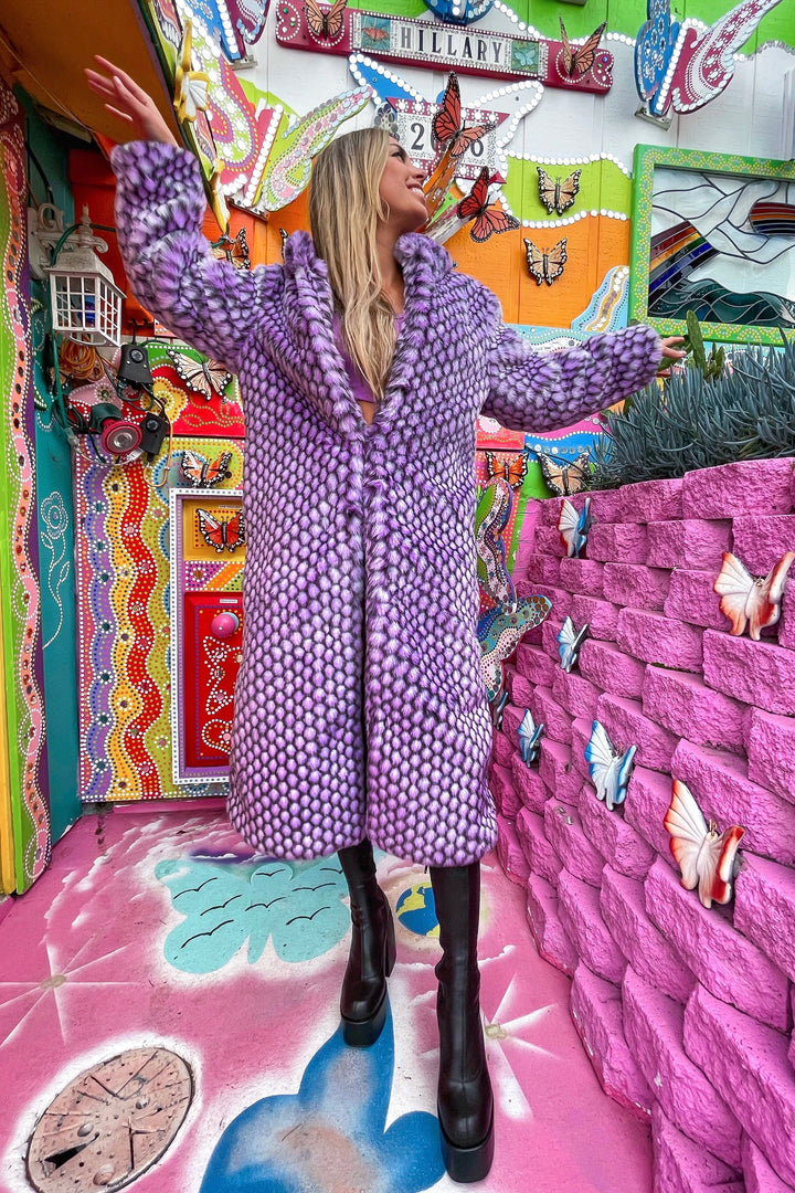 Happy Pill Fur Coat - Purple Haze