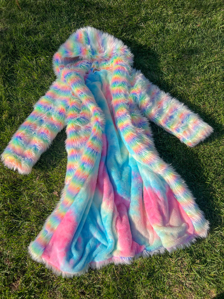 Frosted Rainbow Fur Coat