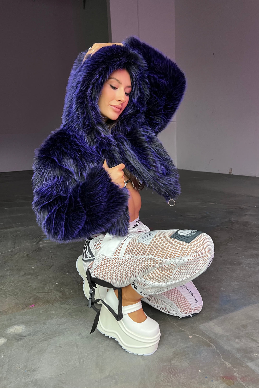 Midnight Cropped Fur Coat