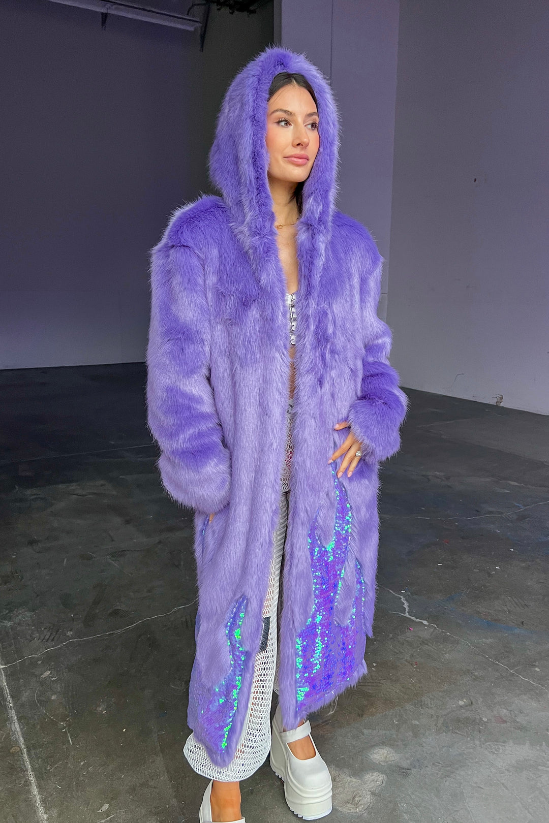 Amethyst Glow Up Fur Coat