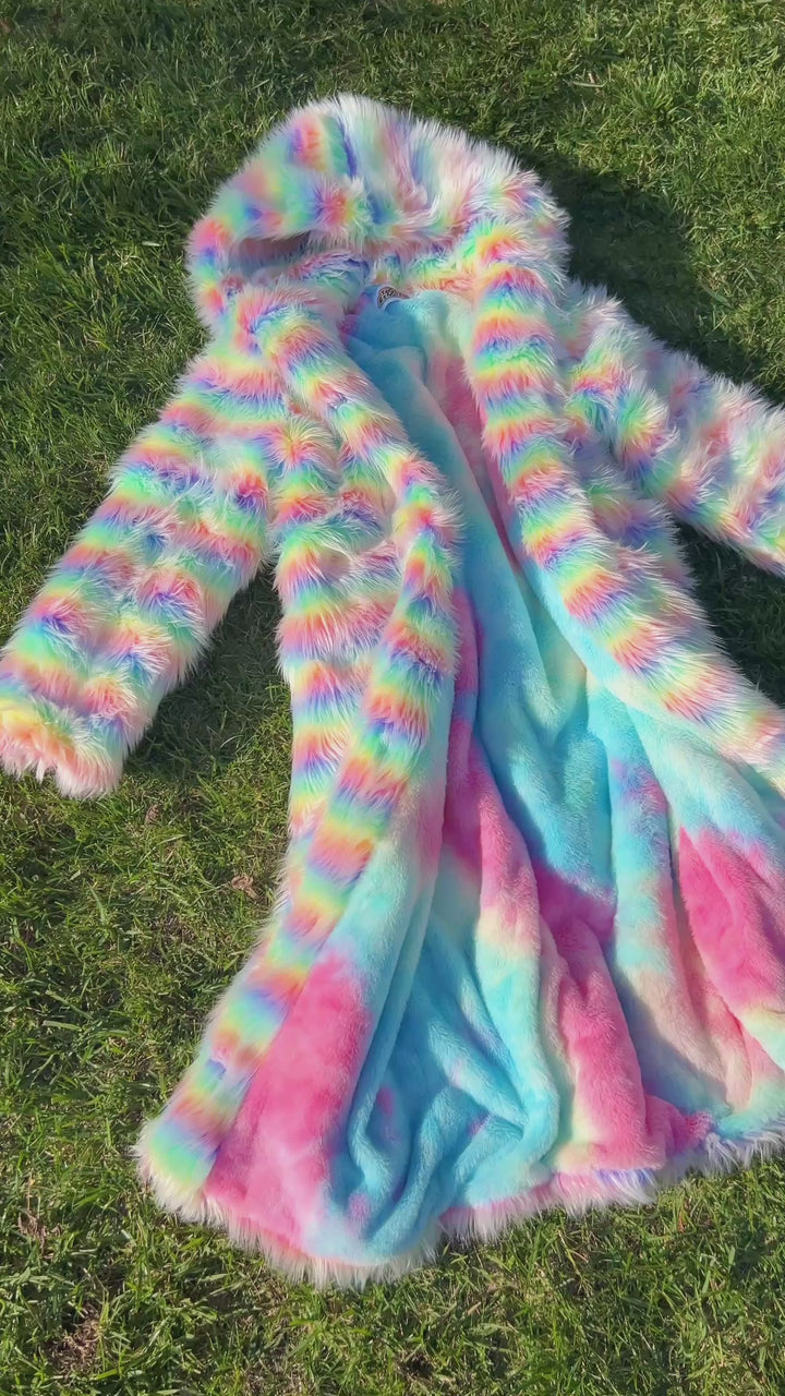 Frosted Rainbow Fur Coat